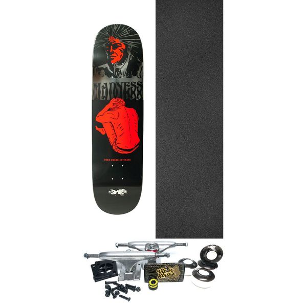 Madness Skateboards Breakdown Silver Skateboard Deck Resin-7 - 8.37" x 31.6" - Complete Skateboard Bundle